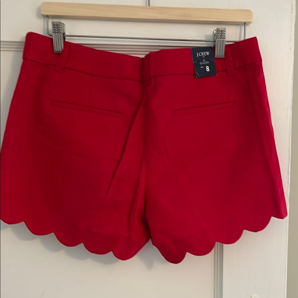 J. Crew Scalloped Red Tailored Shorts